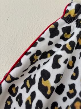 Madeleine Thompson Leopard Print Jogger Sweatpants with Red Varsity Side Stripe